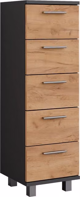 Mobile midi Ilias Vicco Antracite e Rovere dorato con cassetti e ante, L: 95 cm, P: 30.2 cm, H: 30 cm