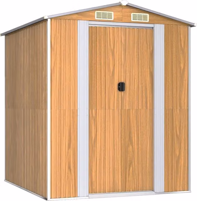 Capanno Giardino-Casetta da Giardino Marrone Chiaro 192x191x223 cm Acciaio Zincato