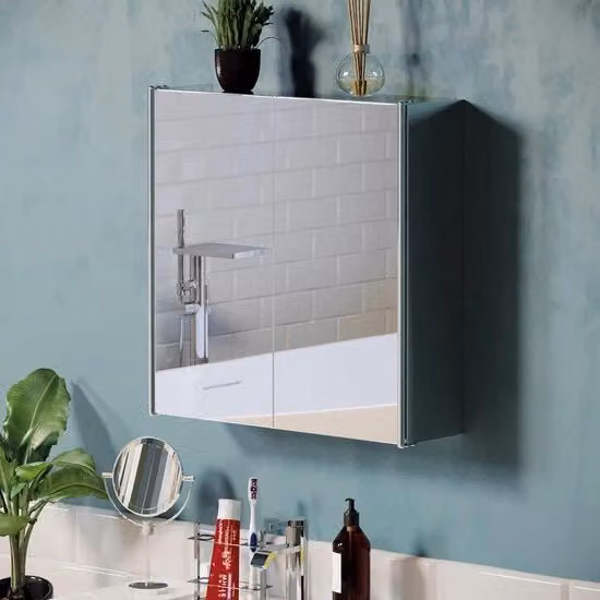 Arredamento bagno con specchio doppio - installazione a parete - acciaio inossidabile