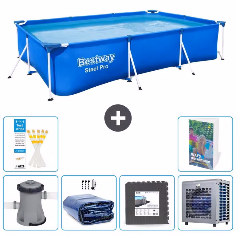 Bestway Steel Pro, piscina rettangolare - 300x201x66 cm - 5 pezzi, modello S190
