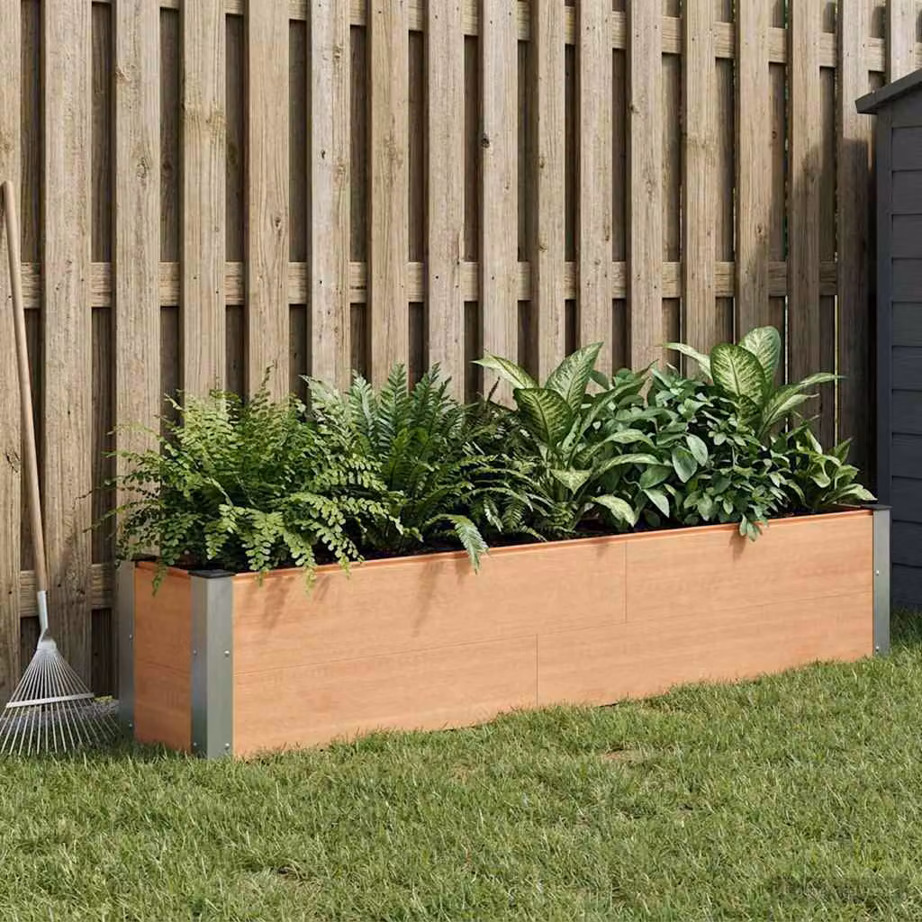 Letto rialzato da giardino vidaXL in WPC e alluminio, Marrone, L: 200 cm, P: 30 cm, H: 36 cm