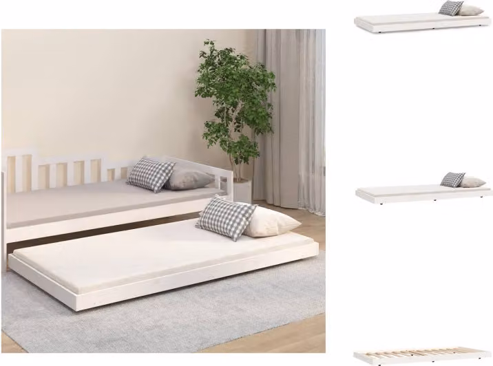 vidaXL Letto in legno massiccio bianco 100x200 cm pino - Letti e strutture letto