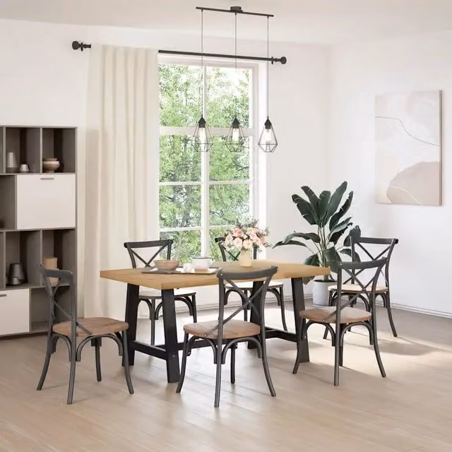 Tavolo Pranzo | Tavolo da cucina NOAIN Gambe a Forma A 160x90x75 cm Legno Massello