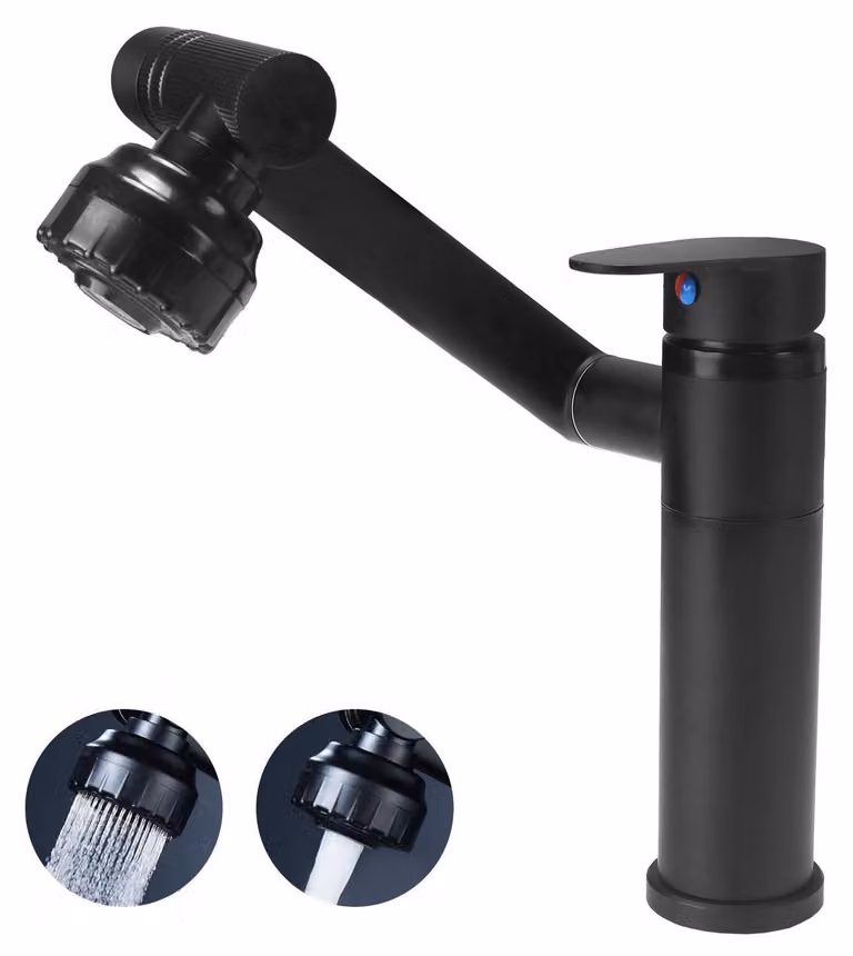 Rubinetto da cucina, flessibile, rotazione a 360°, colore nero