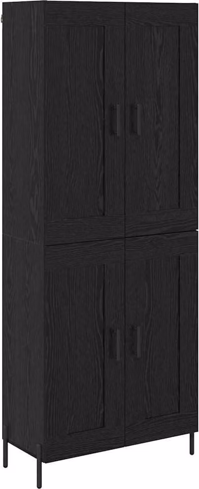 Credenza 2 pcs Rovere Nero Legno multistrato