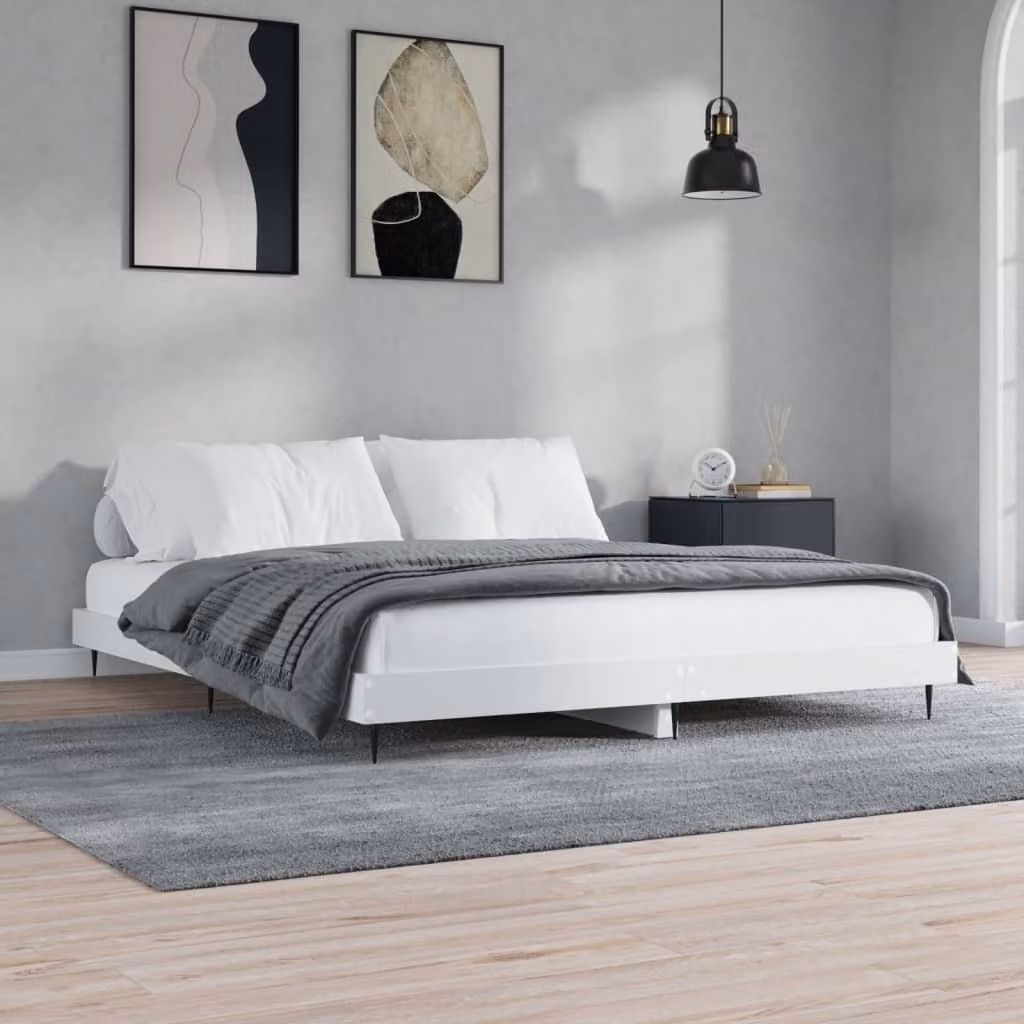The Living Store Giroletto bianco 120x200 cm in materiale ligneo