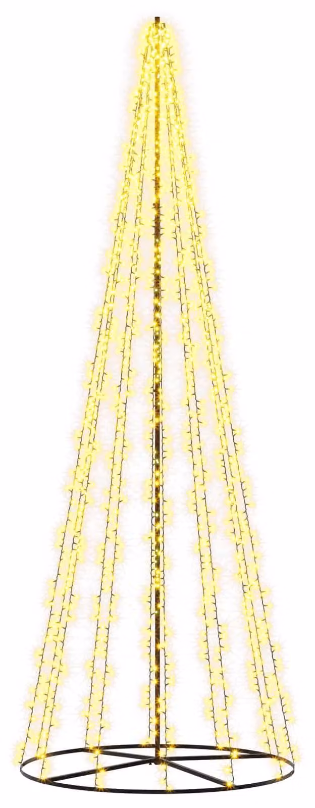 Albero di Natale a LED, altezza 385 cm, 2460 LED, luce bianca calda, struttura in acciaio, colore nero
