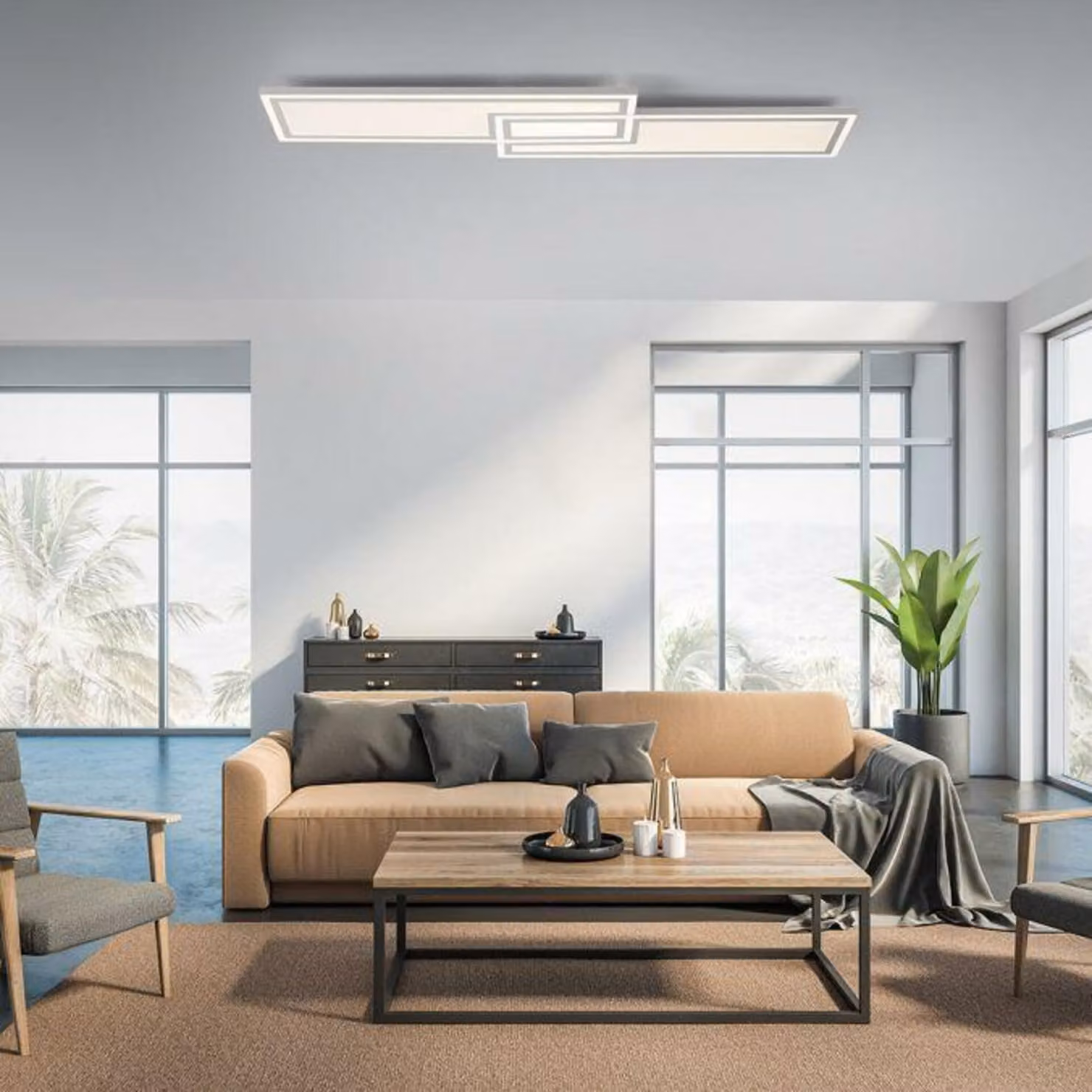 Plafoniera LED, pannello, dimmerabile, telecomando, L110 cm