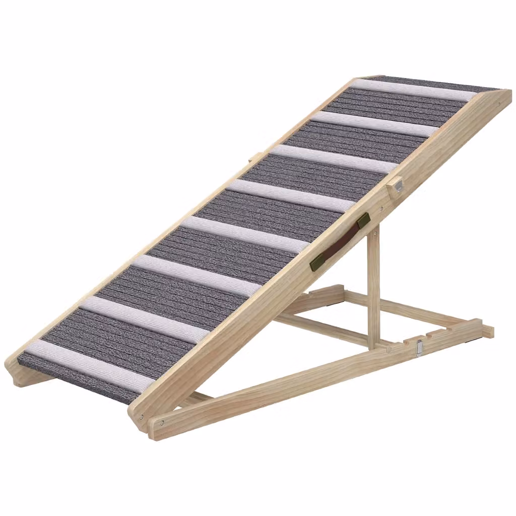 Rampa per cani Minimal pieghevole in legno con tappetino antiscivolo, regolabile in altezza da 41 a 60 cm – 2