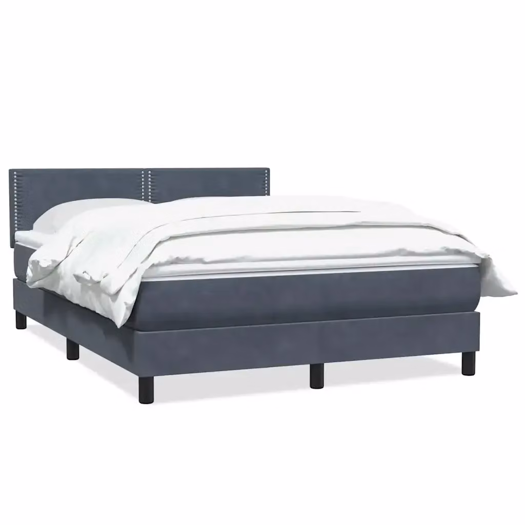 Letto Ibrido con Giroletto a Molle e Materasso vidaXL in Velluto Grigio e Bianco L: 160 cm, P: 213 cm, H: 88 cm – 2