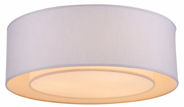 Plafoniera Casa Padrino bianco/grigio Ø 52 x H. 17,5 cm - Plafoniera moderna ed elegante con struttura in metallo e rivestimento in tessuto