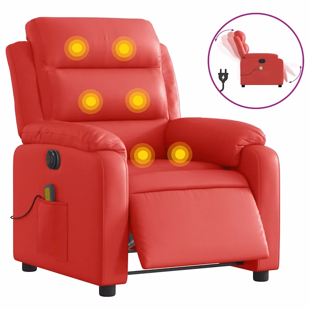 Poltrona relax reclinabile elettrica vidaXL in similpelle rossa con braccioli – 2