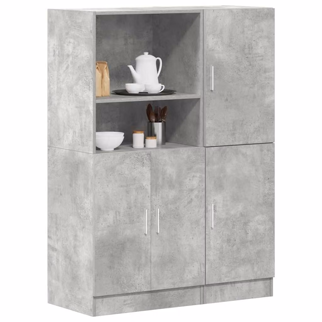 Set di mobili da cucina moderno vidaXL in 2 pezzi colore grigio con ante a battente e ripiani interni in MDF e composito
