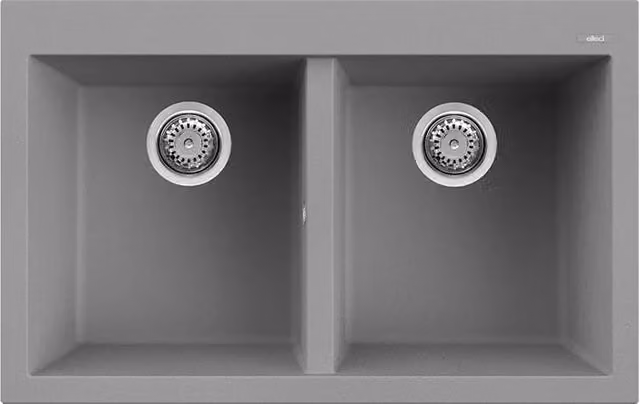 Lavello Elleci Incasso 2 vasche 79x50 Quadra 350 Granitek Grigio Cemento LGQ35048