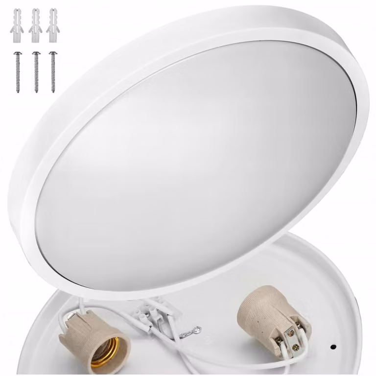Plafoniera LED rotonda da incasso, bianca, 2 x E27, 30 cm, adatta per parete o soffitto
