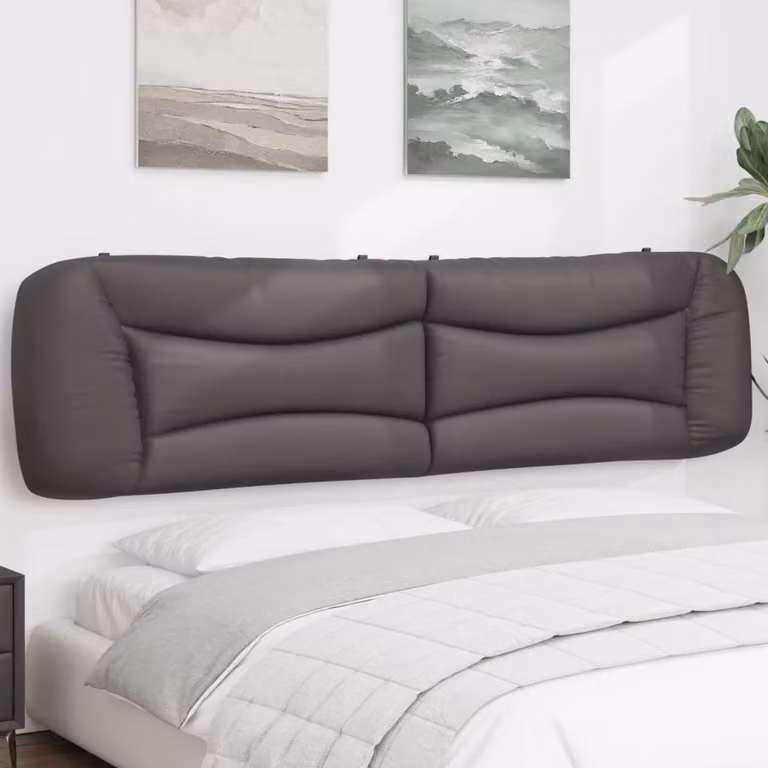 vidaXL Cuscino Testiera Hvar Grigio in Similpelle con Pannello Imbottito L: 200 cm, H: 210 cm, P: 15 cm