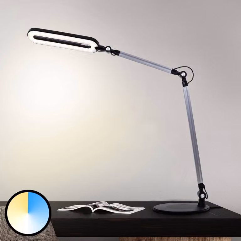Briloner Lampada da scrivania Swan, dimmerabile, Nero, Studio / Ufficio, Plastica, Moderno, Lampada da tavolo LED