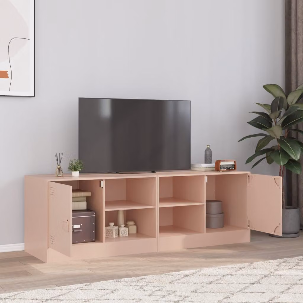 Set di 2 mobili TV moderni vidaXL in metallo rosa L: 67 cm, P: 39 cm, H: 44 cm