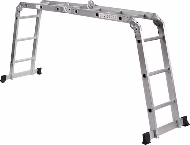 Scala pieghevole multiuso Design Mania in alluminio color argento per uso interno ed esterno L/P/H: 150 x 28 x 58 cm