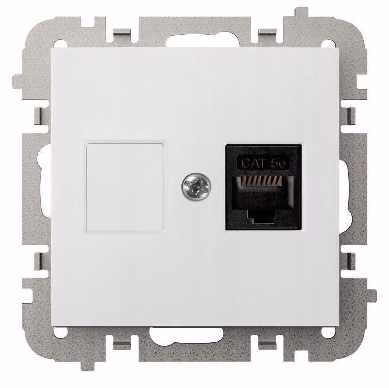 SANTRA, 1 presa per computer RJ45, senza telaio, da incasso, colore bianco, modello 4148-10