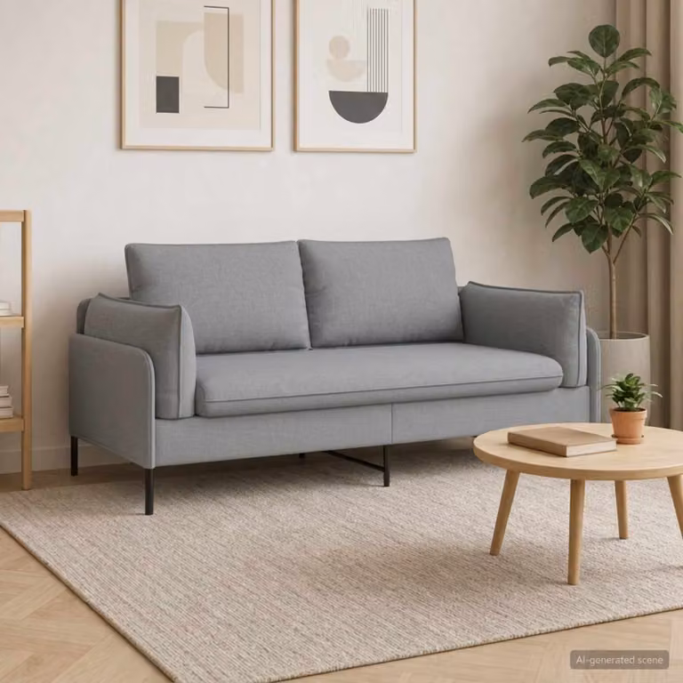 vidaXL Divano a 2 Posti Moderno Grigio con Rivestimenti Rimovibili L: 188 cm, P: 81 cm, H: 89 cm