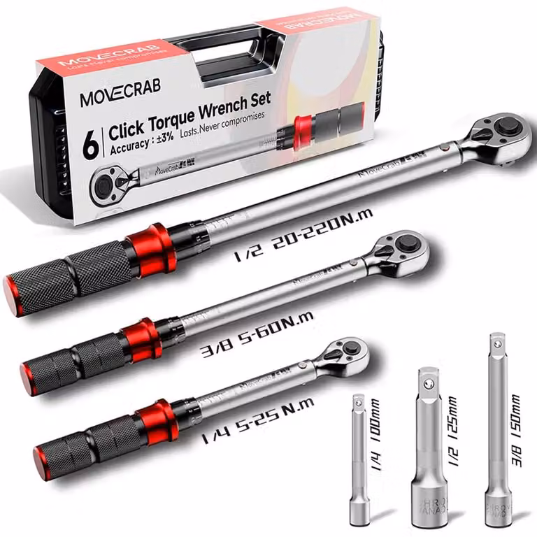 Set di chiavi dinamometriche meccaniche - 6 pezzi - 5–220 N·m - Per riparazioni di motociclette