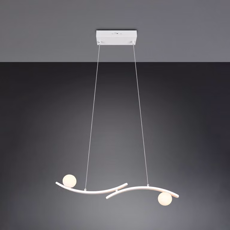 Trio Lighting Lampada a sospensione Napoli, dimmerabile, Bianco / Opale, Soggiorno / Sala da pranzo, Metallo, Moderno, Lampada a sospensione
