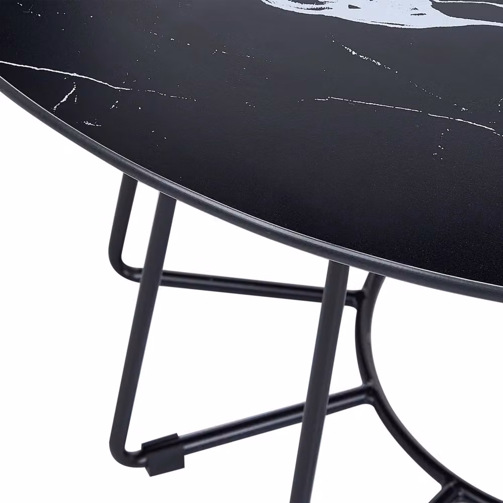 Tavolino da caffè rotondo BELIANI con piano in vetro nero e base in metallo design moderno – 2