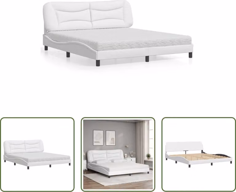 The Living Store Letto con materasso bianco 180x200 cm in ecopelle