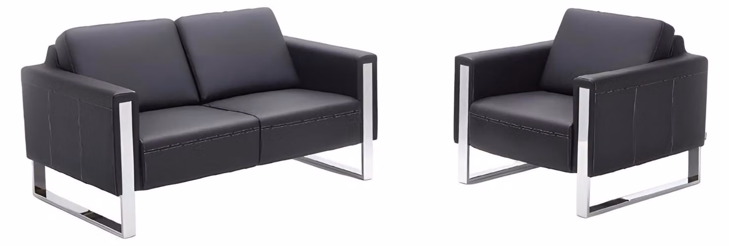 Sofagarnitur Sofa Sessel Couch Polster Luxus 1 Sitzer 2-Sitzer Büromöbel Leder