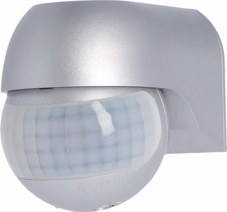 Rilevatore di movimento a infrarossi IP44 180 gradi argento