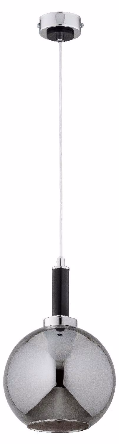 Lampada a sospensione HETTY cromata e nero fumé, 1xE27x15W, vetro, dimensioni: 90x25x25 cm, IP20, Alfa