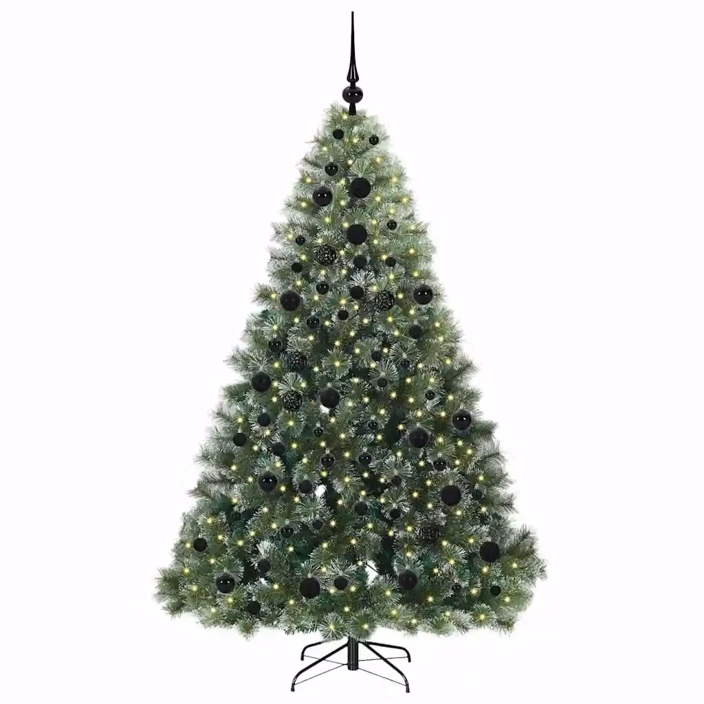 Albero di Natale artificiale moderno vidaXL verde con 300 LED luce bianca calda in PE e PVC, Altezza: 180 cm – 2