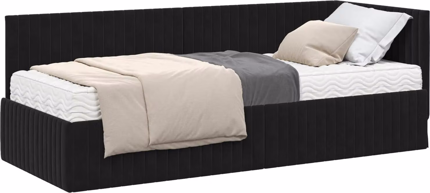 Struttura Letto Angolare con Materasso 2 pcs Nero Velluto