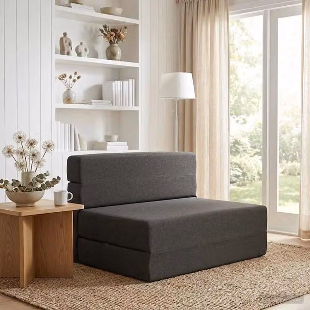Divano Letto Pieghevole Moderno vidaXL in Tessuto Grigio L: 100 cm, P: 80 cm, H: 60 cm