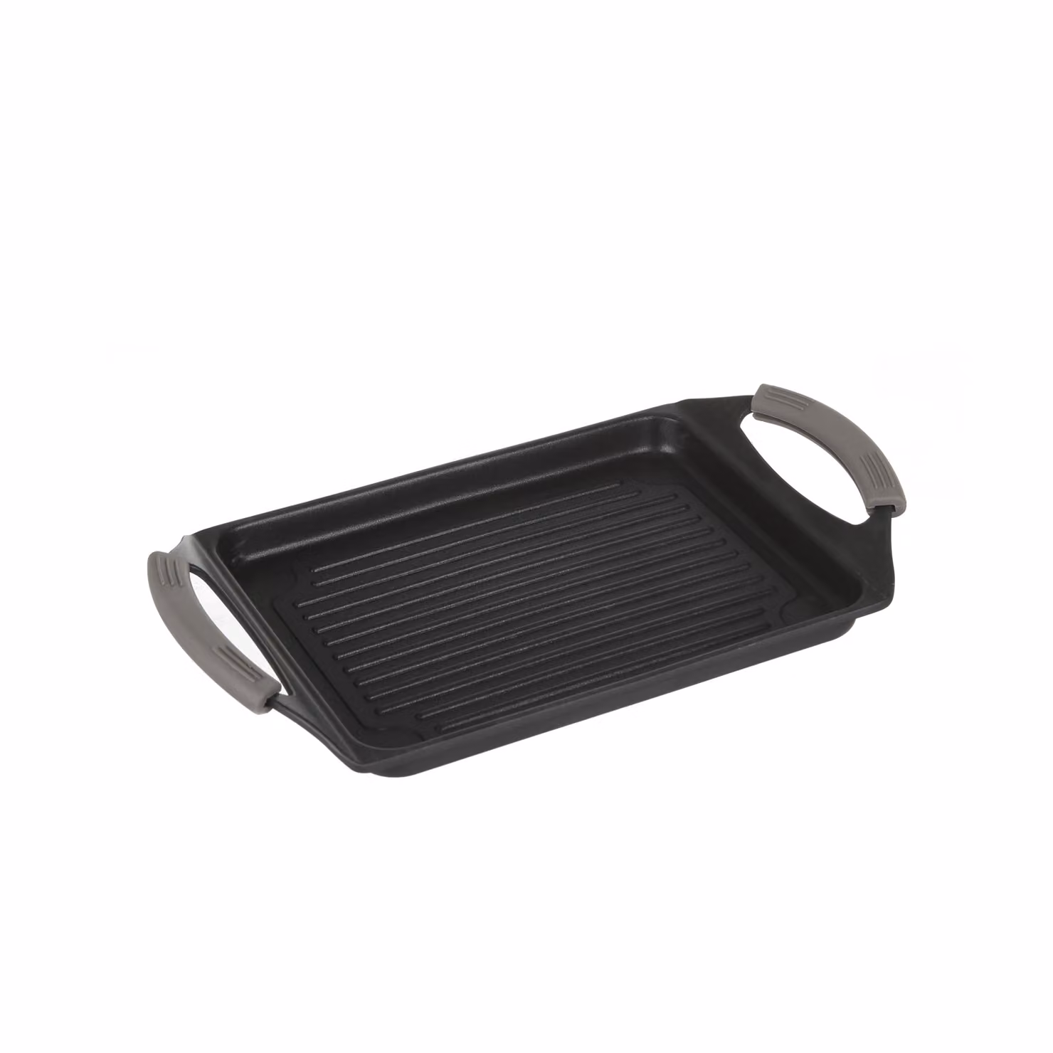 Piastra grill KASANOVA antiaderente in alluminio e silicone, colori nero e grigio, L: 35 cm, P: 22 cm – 2