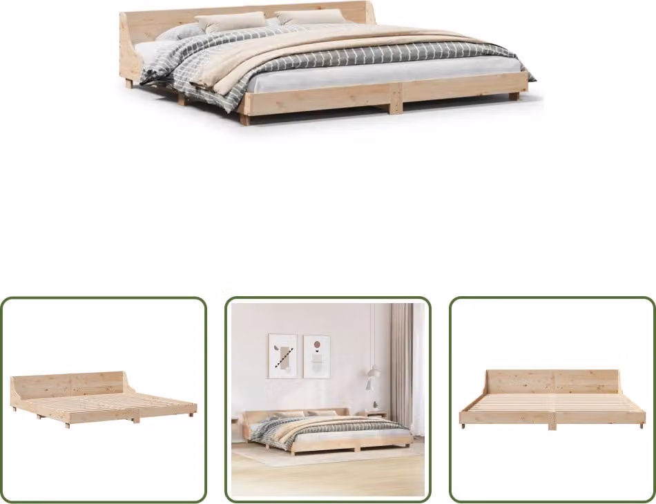 The Living Store Letto in legno massiccio senza materasso 200x200 cm pino