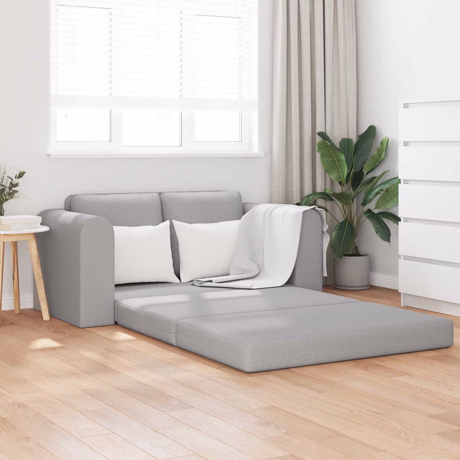 Divano letto vidaXL in tessuto Grigio Nuvola, L: 148 cm, P: 71 cm, H: 83 cm