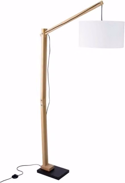 Lampada da terra Bizzotto Naturale in legno e tessuto bianco, Altezza: 180 cm