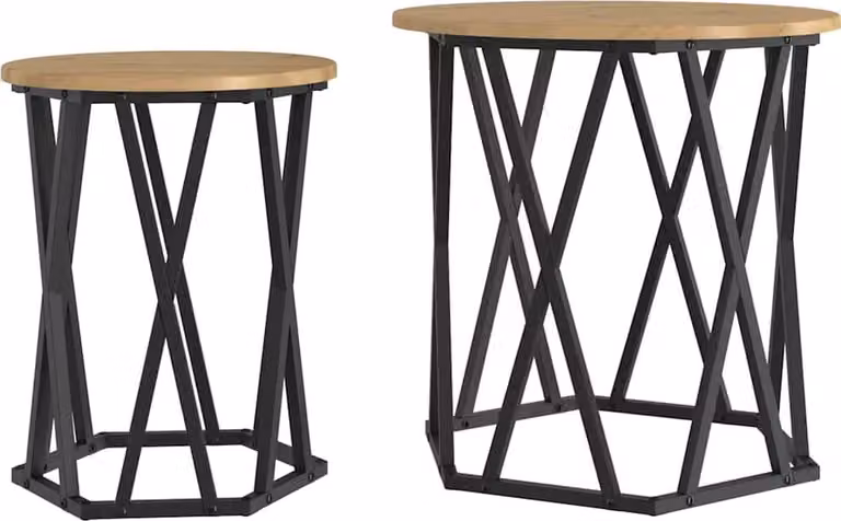 Tavolino da salotto 2 pcs Rovere artigianale