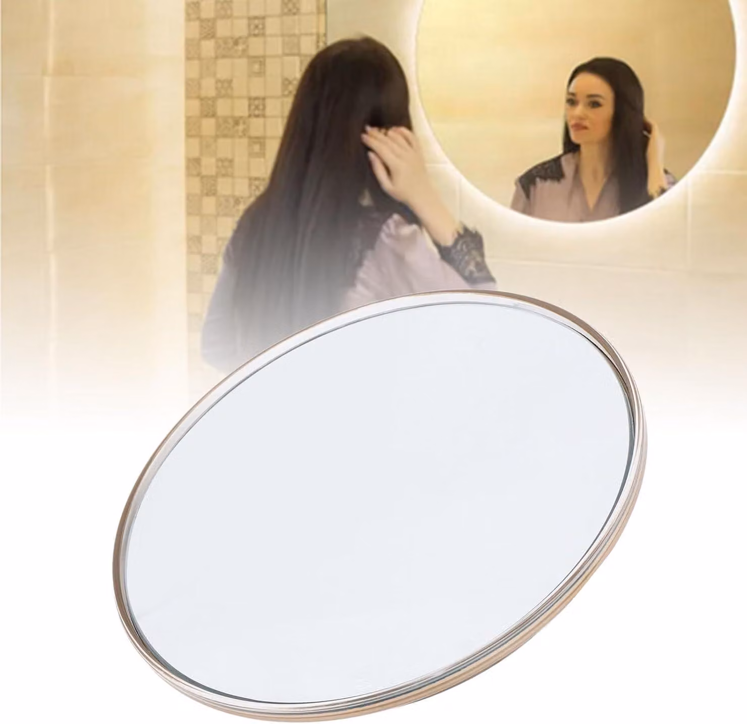 Specchio ingrandente con 30 volte di ingrandimento, diametro di 15,5 cm, dotato di 3 ventose, ideale per i viaggi