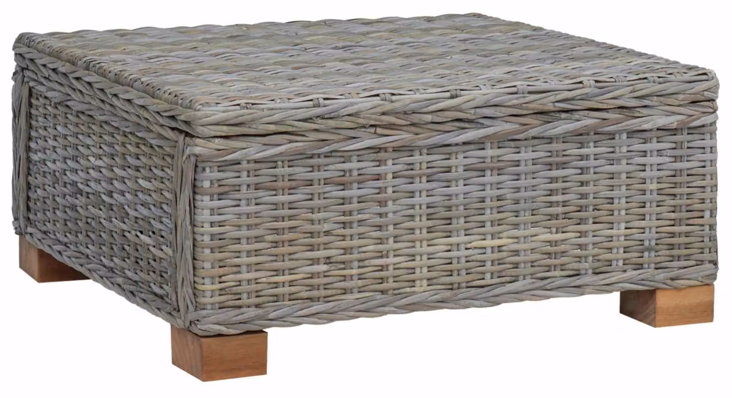 Tavolino da conferenza GENDT, rattan naturale, colore grigio Kuba