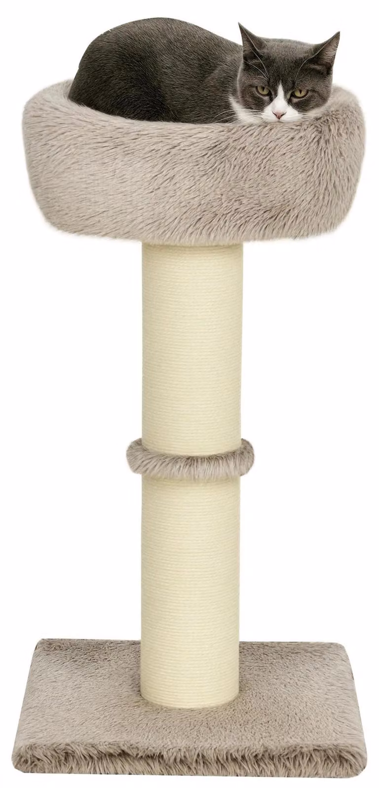 Tiragraffi per gatti - Colonna con cuccia - Altezza 87 cm - Doppio piano - Legno - Marrone