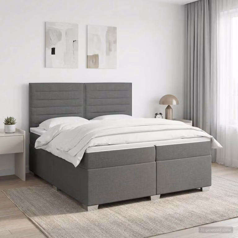 Maison Exclusive - Letto boxspring con materasso grigio scuro 200 x 200 cm Tessuto