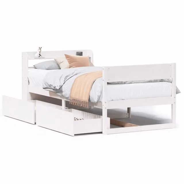 Letto singolo | Letto per adulti | Letto senza Materasso Bianco 90x200 cm Legno Massello di Pino