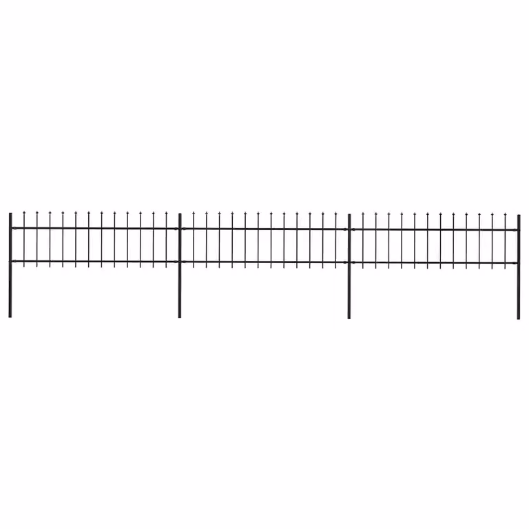 Recinzione da giardino vidaXL con punta a lancia in acciaio nero L: 504 cm, H: 60 cm