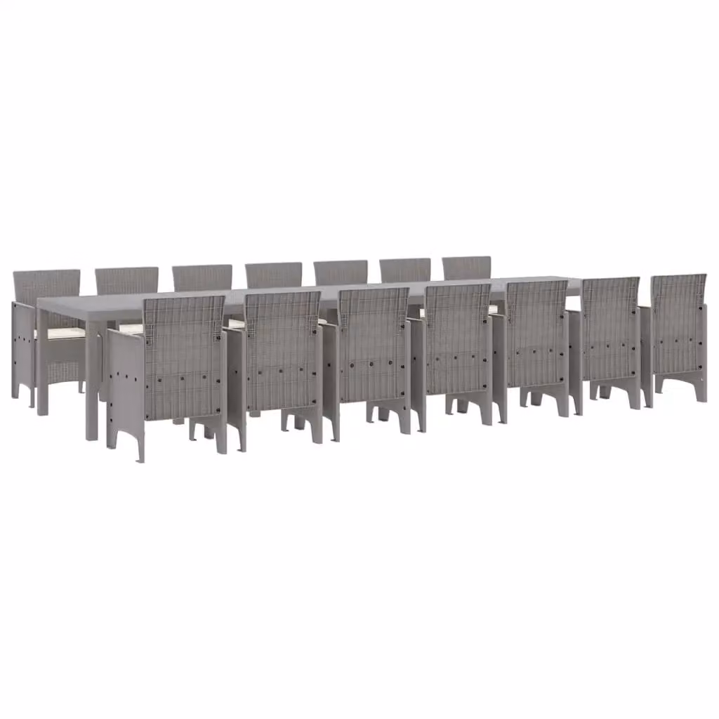 Set da pranzo da giardino vidaXL in rattan grigio con 15 pezzi – 2