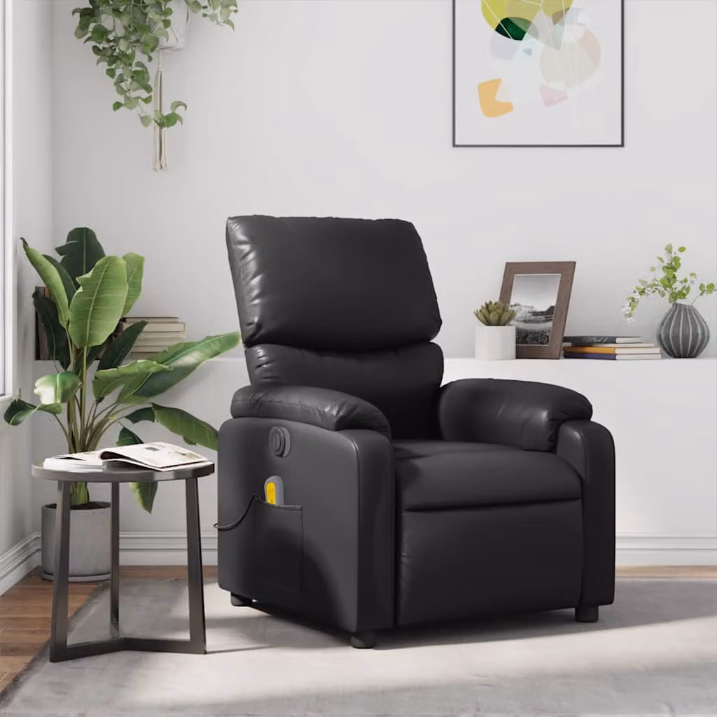 vidaXL Poltrona Relax Reclinabile Moderna in Similpelle Nera con Braccioli