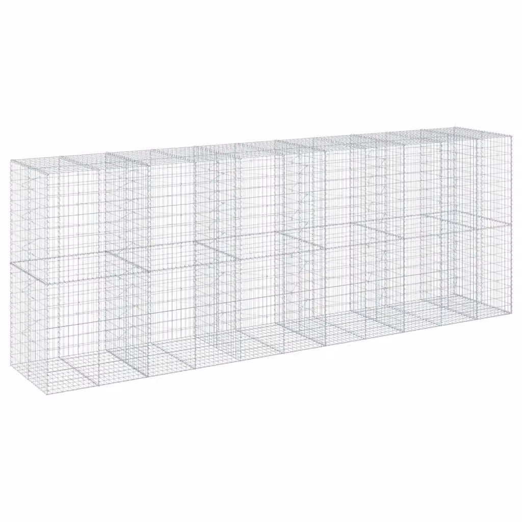 vidaXL Cesto Gabbione con Copertura in Ferro Zincato Grigio L: 550 cm, P: 100 cm, H: 200 cm – 2