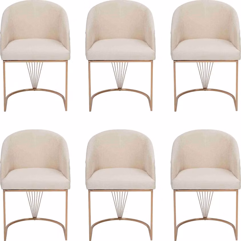 Gruppe Garnitur Stühle 6x Stuhl Set Textil Polster Sitz Edelstahl Esszimmer